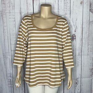 Lane Bryant NWT Size 26/28 Tan & Ivory Stripe Knit Top Shirt